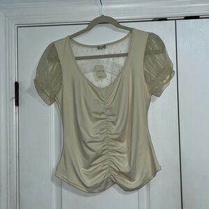 FREE PEOPLE Cream Ruched Top NWT